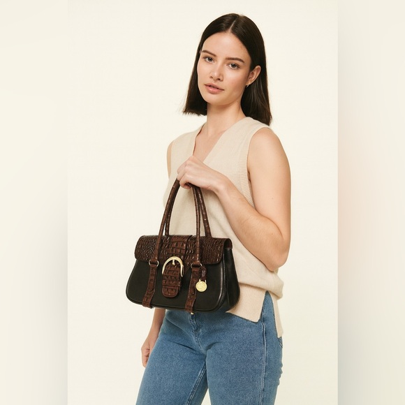 Brahmin Brown/Black Tuscan‎ Collection Satchel